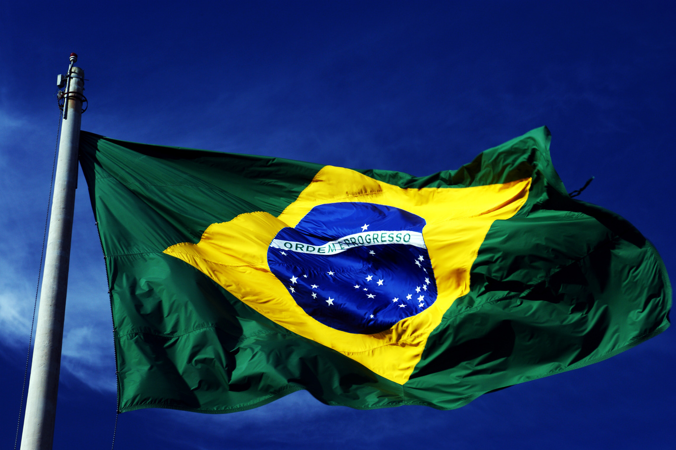 Close up of a Brazilian Flag